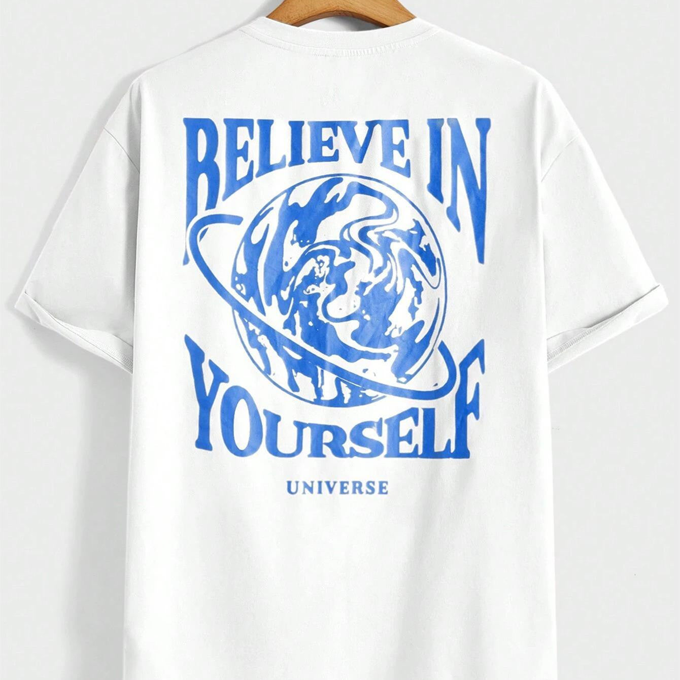Believe In Yourself Universe T-Shirt – Funny Short Sleeve Pullover for Men