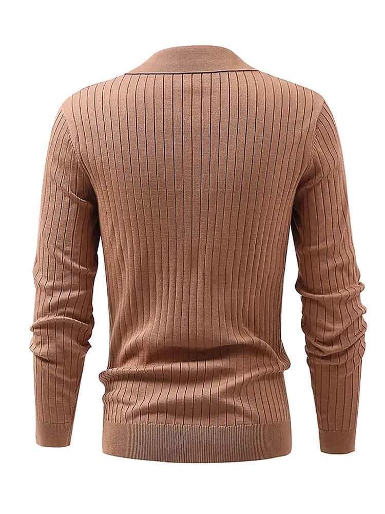 Men’s Slim Fit Waffle Knit Polo Shirt – Long Sleeve Stretch Casual Golf Top
