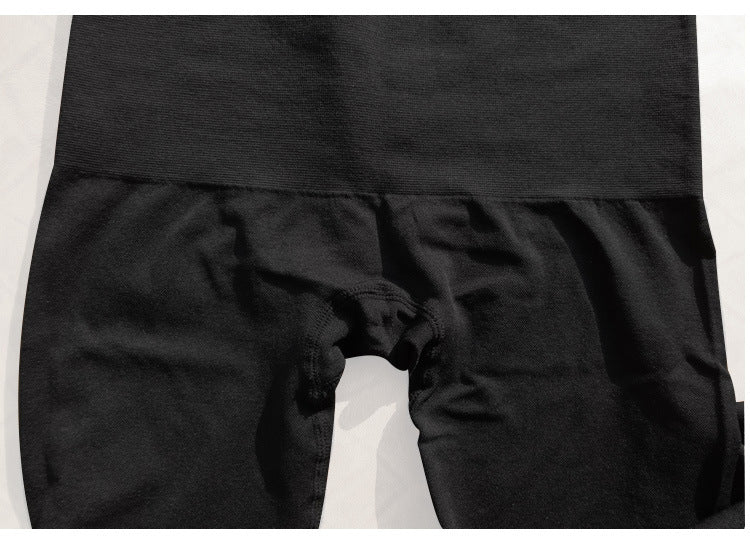 Tight Tummy Seamless High Waist Body Shaper Cropped Pants – Slimming Compression Leggings for Women (Black)