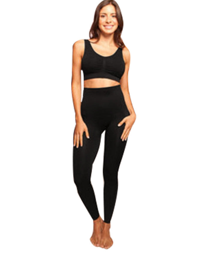 Tight Tummy Seamless High Waist Body Shaper Cropped Pants – Slimming Compression Leggings for Women (Black)