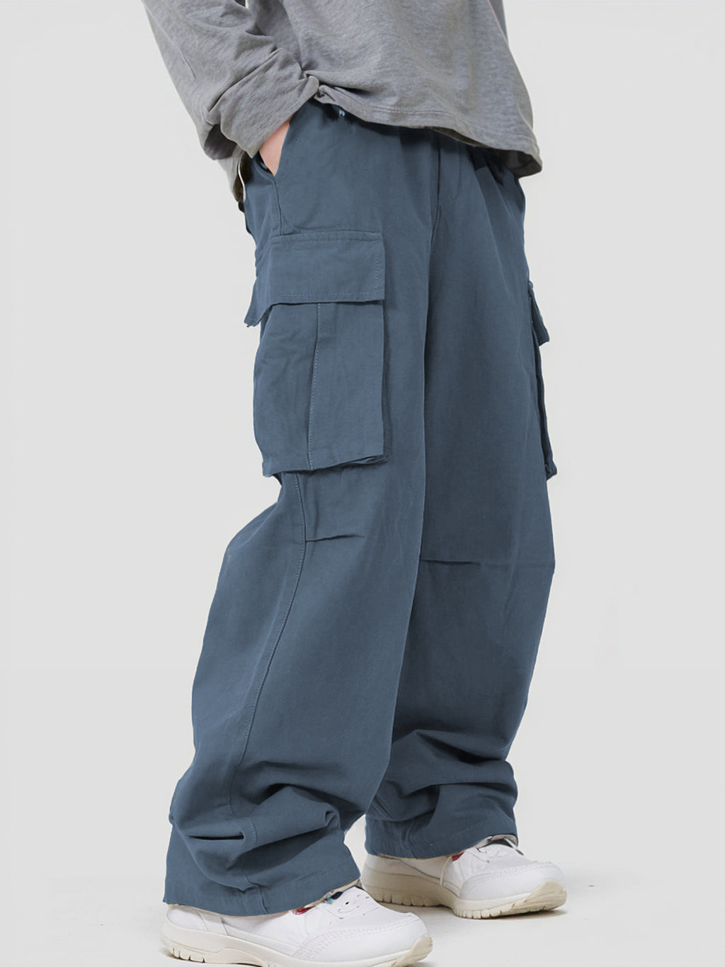 Men’s Loose Straight Track Pants – Casual Solid Color Leisure Trousers