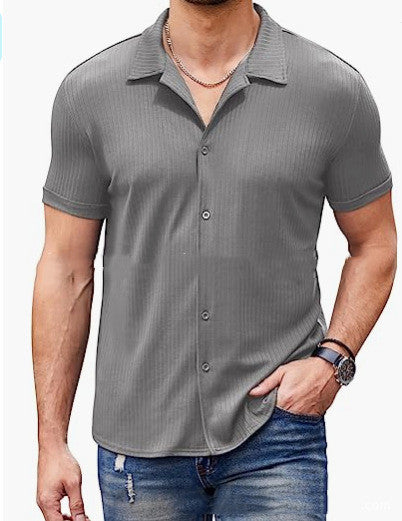 Men’s Casual Short Sleeve Polo Shirt – Cotton Blend Button Collar Non-Iron Top