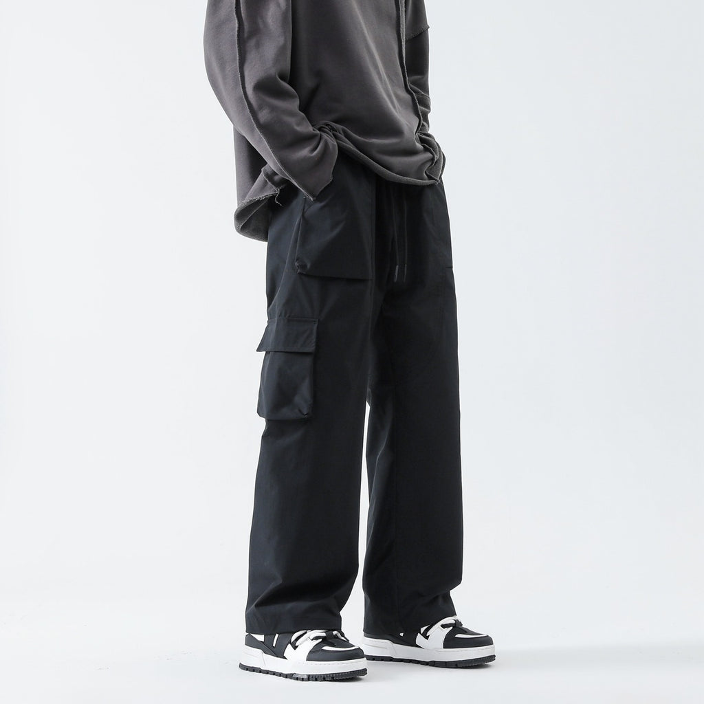 Men’s Loose Straight Track Pants – Casual Solid Color Leisure Trousers