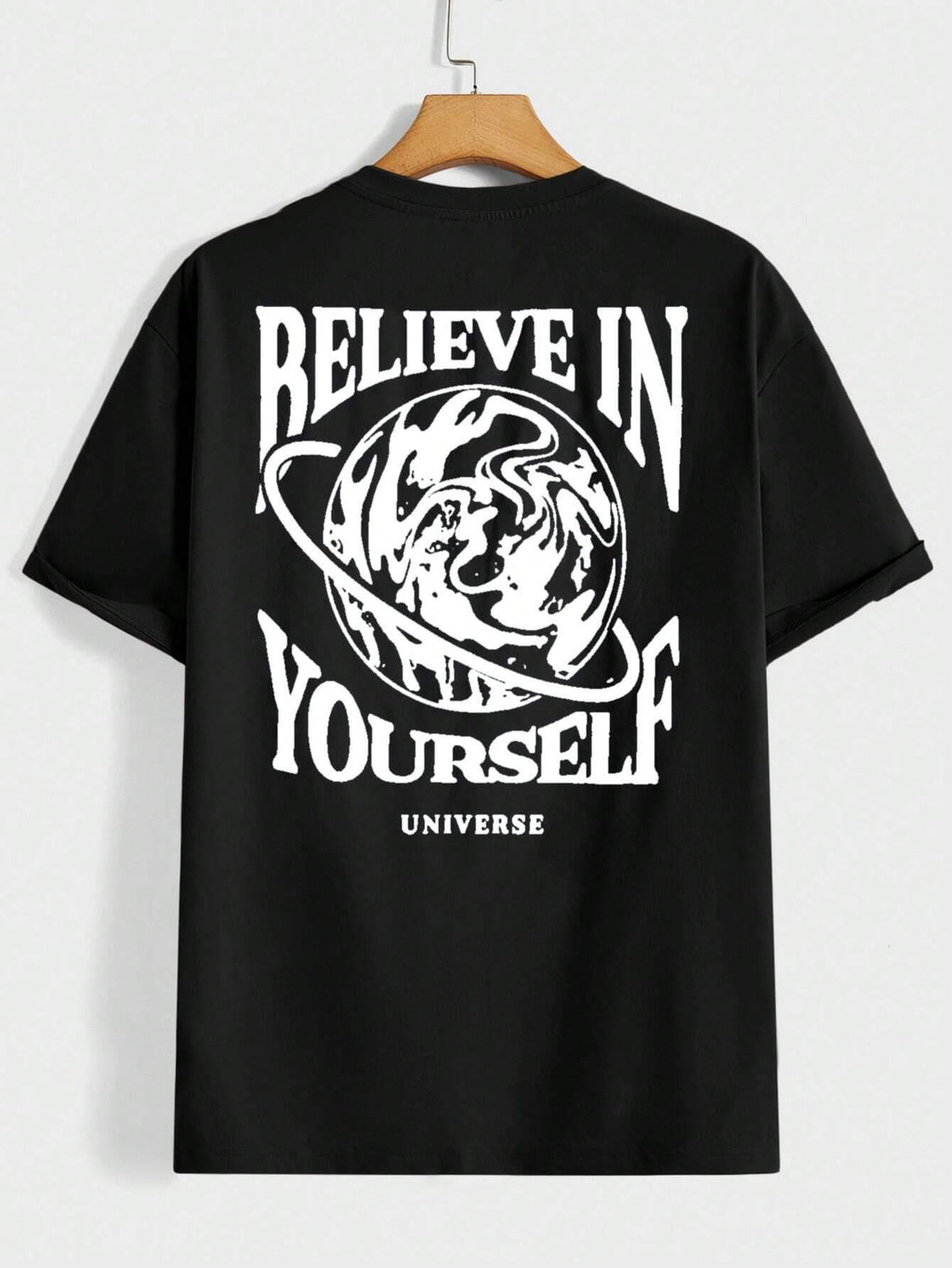 Believe In Yourself Universe T-Shirt – Funny Short Sleeve Pullover for Men