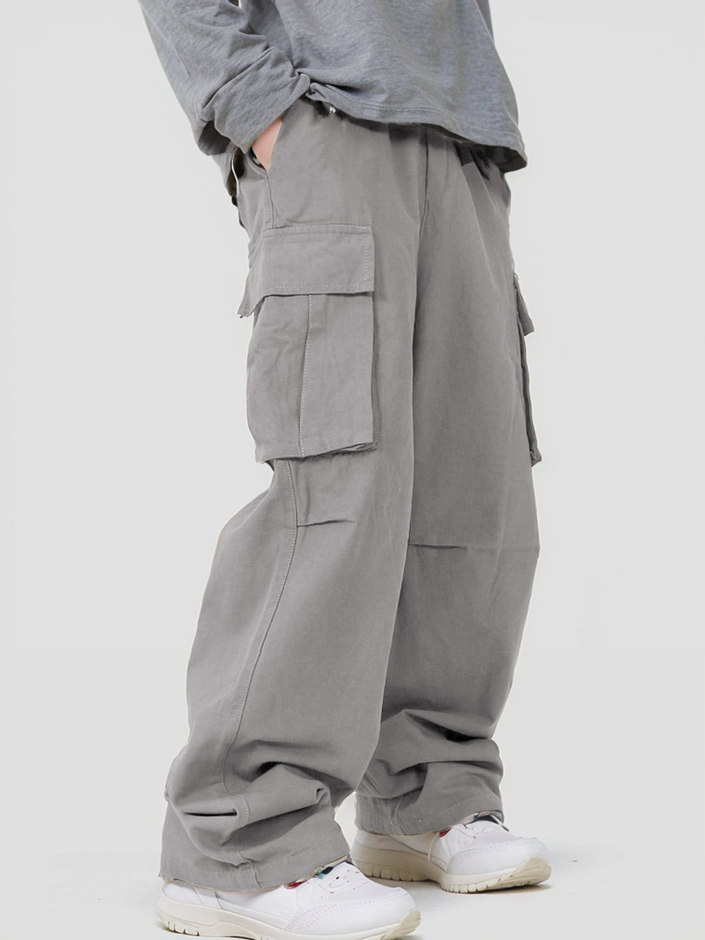 Men’s Loose Straight Track Pants – Casual Solid Color Leisure Trousers