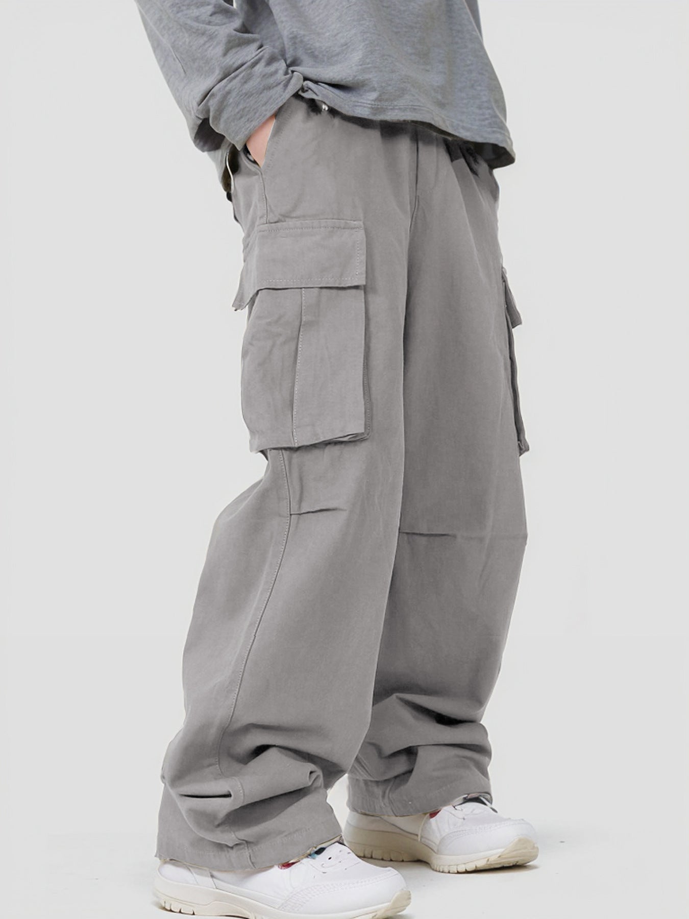 Men’s Loose Straight Track Pants – Casual Solid Color Leisure Trousers