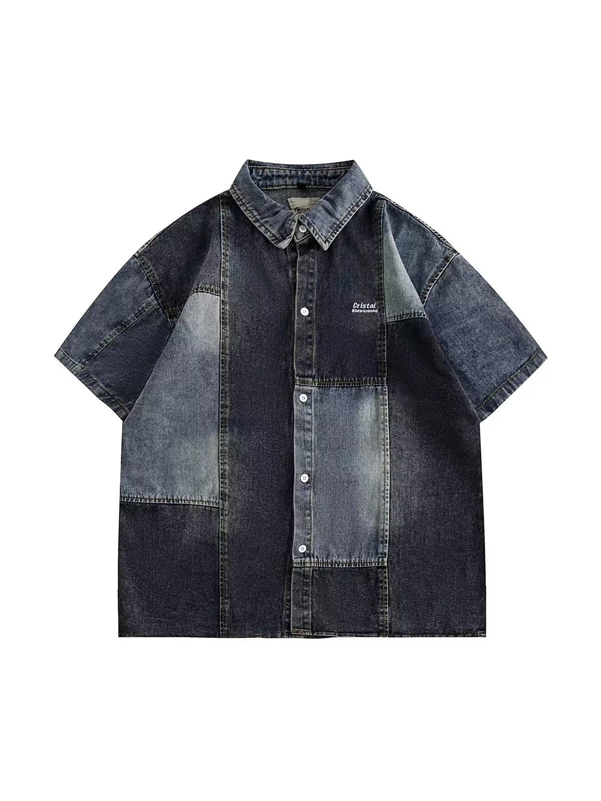 Japanese-Style Retro Washed Denim Shirt – Loose Fit Cardigan for Men