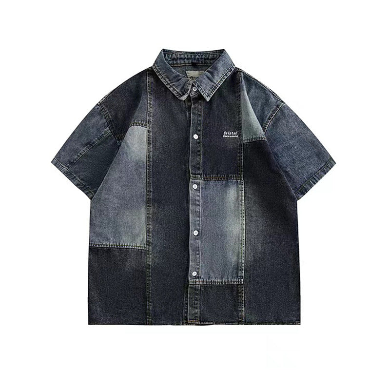 Japanese-Style Retro Washed Denim Shirt – Loose Fit Cardigan for Men
