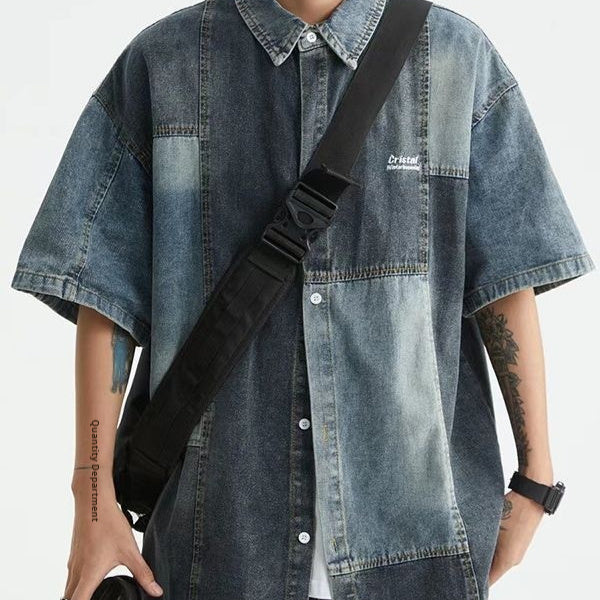 Japanese-Style Retro Washed Denim Shirt – Loose Fit Cardigan for Men