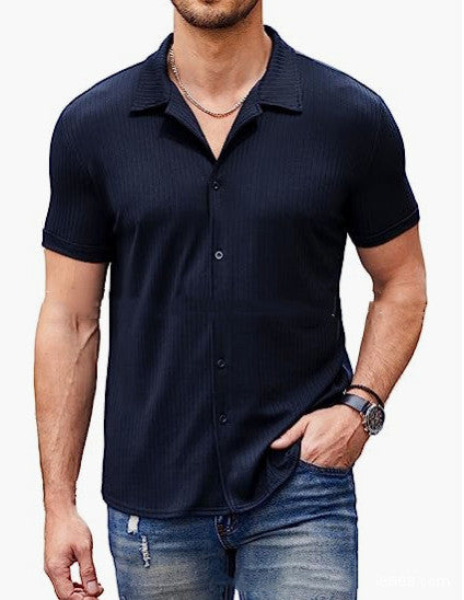 Men’s Casual Short Sleeve Polo Shirt – Cotton Blend Button Collar Non-Iron Top