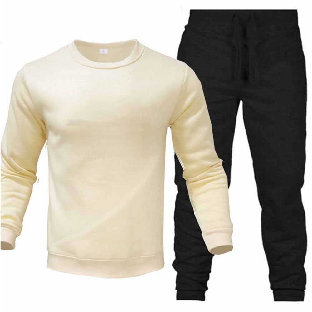 Men’s Round Neck Sweatshirt & Sweatpants Set – Casual Fashion Sports Tracksuit