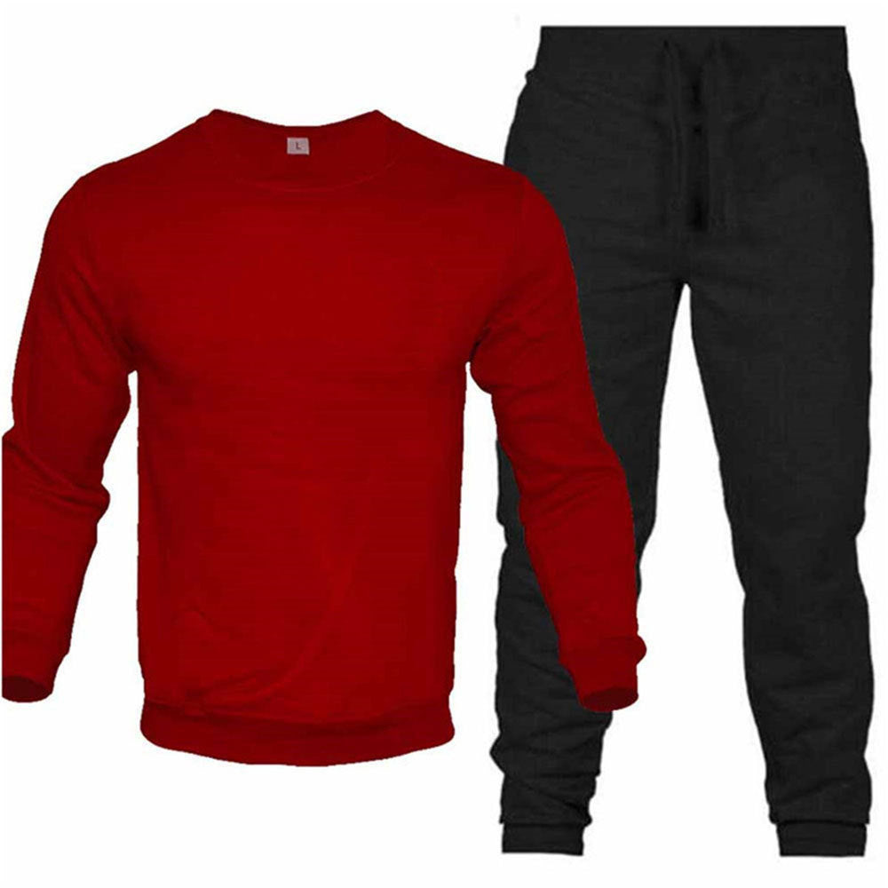Men’s Round Neck Sweatshirt & Sweatpants Set – Casual Fashion Sports Tracksuit