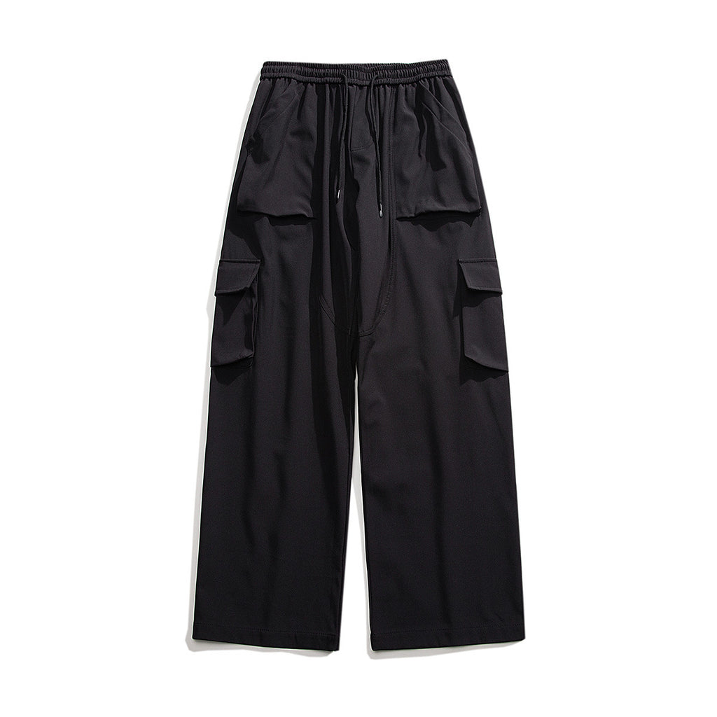 Men’s Loose Straight Track Pants – Casual Solid Color Leisure Trousers