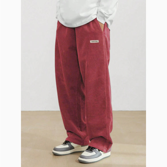 Men’s Drawstring Casual Trousers – Loose Fit Straight Leg Sports Pants with Pockets
