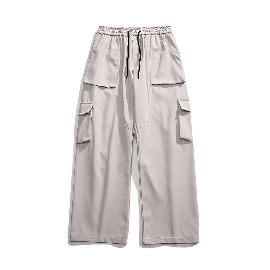 Men’s Loose Straight Track Pants – Casual Solid Color Leisure Trousers