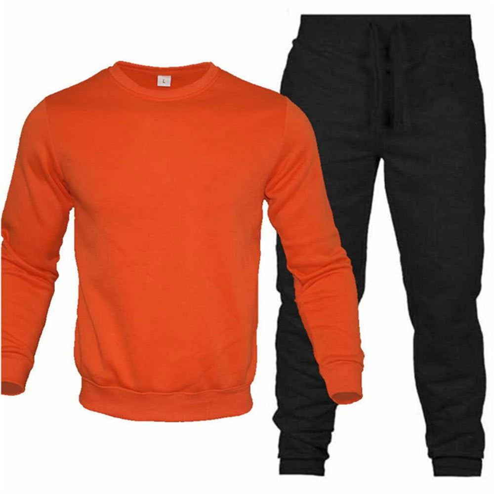 Men’s Round Neck Sweatshirt & Sweatpants Set – Casual Fashion Sports Tracksuit