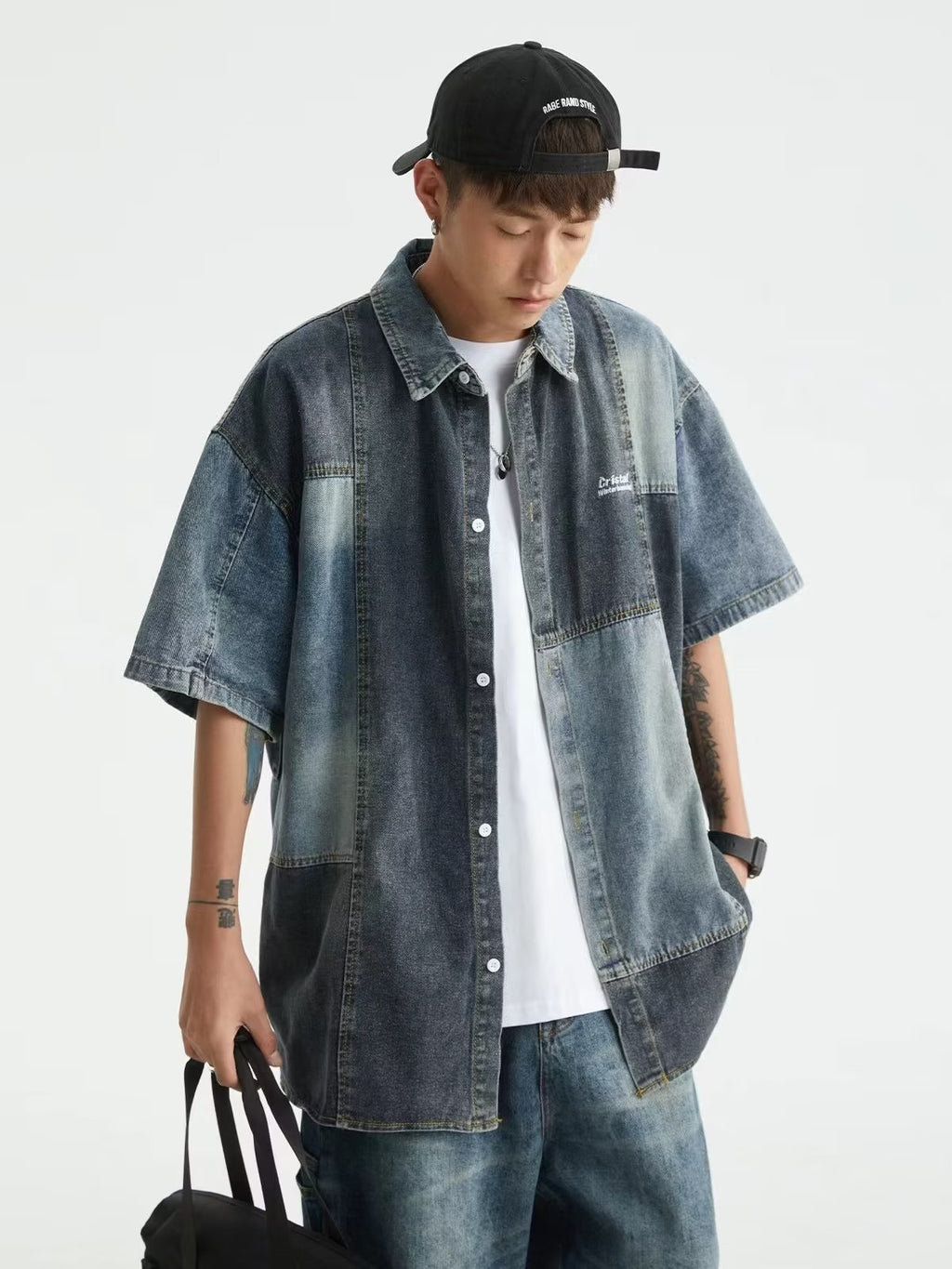Japanese-Style Retro Washed Denim Shirt – Loose Fit Cardigan for Men