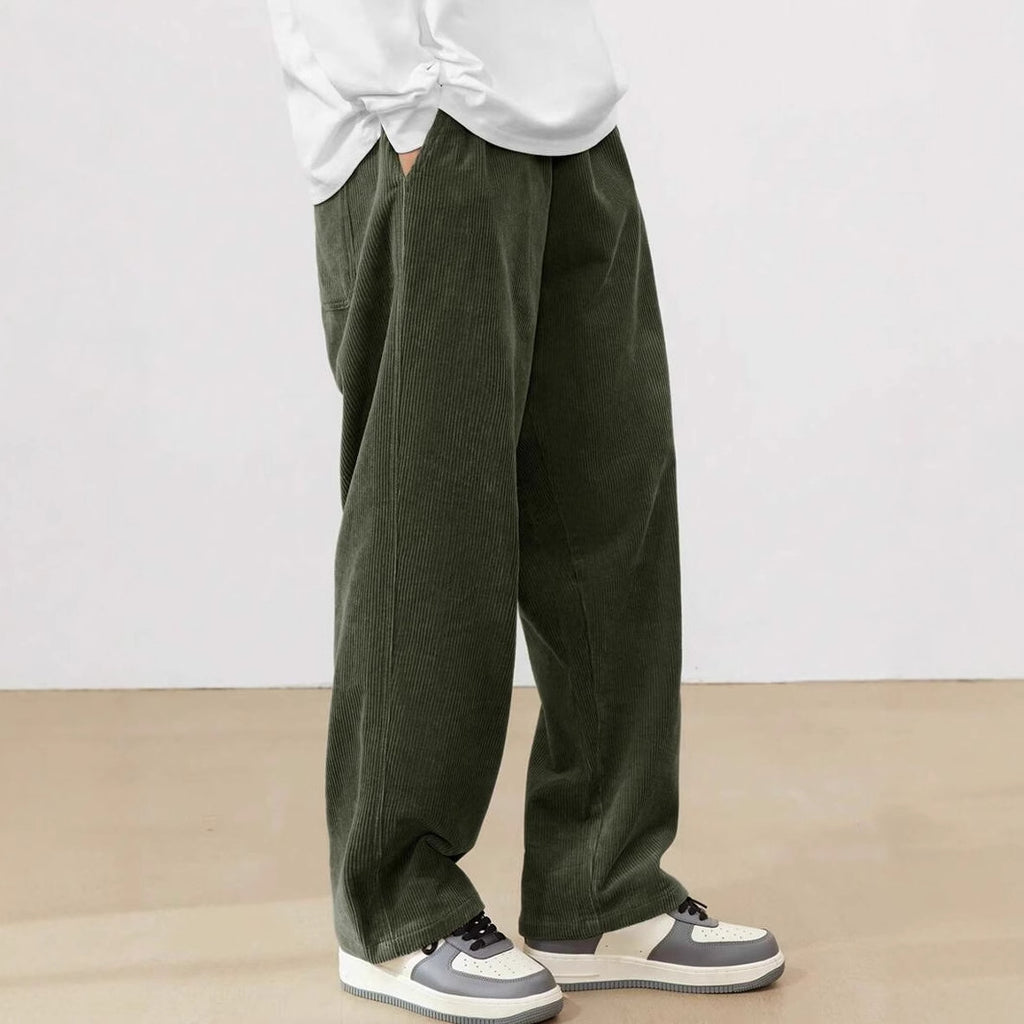 Men’s Drawstring Casual Trousers – Loose Fit Straight Leg Sports Pants with Pockets