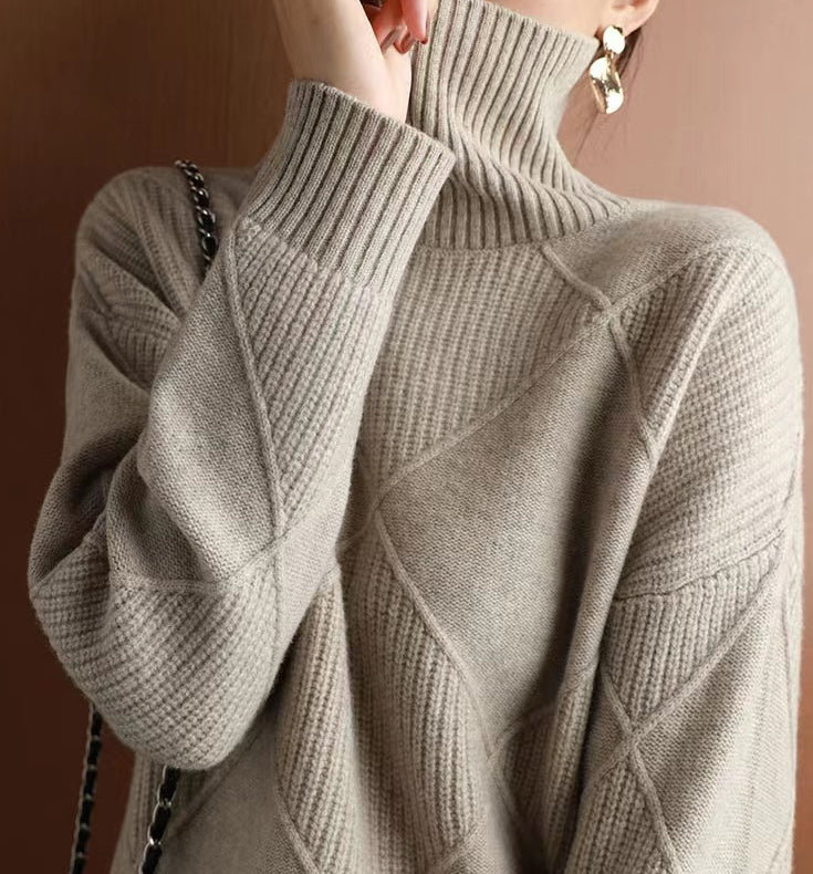 Women’s Warm High-Neck Knitted Sweater – Soft & Cozy Winter Knit