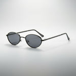 Black sunglasses with dark lenses on a white background